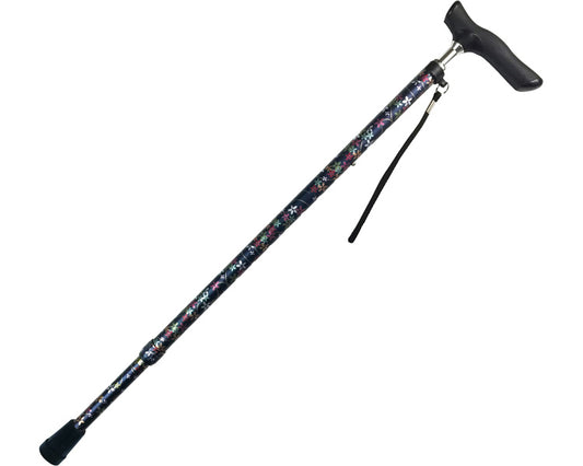 Telescopic joint Japanese pattern walking stick / 68-F4 Navy floral pattern 1 piece