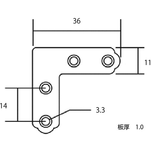 ＷＡＫＩ　カラー隅金　平横　ＭＬ３６１　クロ　３６Ｘ３６ＭＭ　４個入り　ML361　1 PK