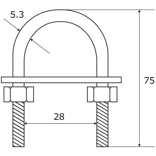 ＷＡＫＩ　足長Ｕ型ボルトセット　１５−８１７　Ｍ６Ｘ７０　15-817　1 個