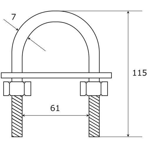 ＷＡＫＩ　足長Ｕ型ボルトセット　１５−８２１　Ｍ８Ｘ１１０　15-821　1 個