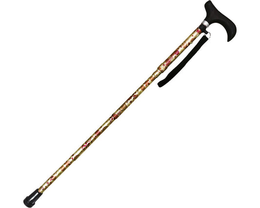 Folding walking stick / FS-10WF White flower pattern 1 piece