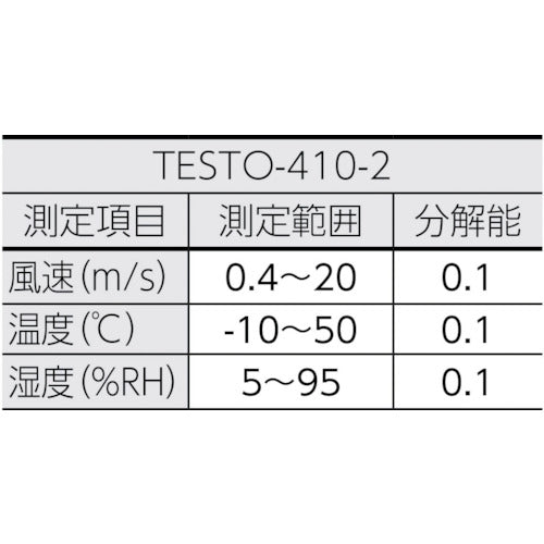 ＴＥＳＴＯ　ベーン式風速計　ｔｅｓｔｏ　４１０−２　ポケットラインシリーズ　TESTO410-2　1 個