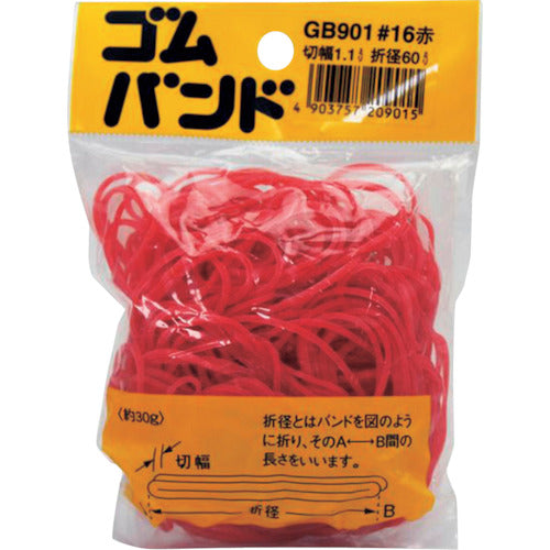 ＷＡＫＩ　ゴムバンド＃１６　ＧＢ−９０１　３０Ｇ　１．１Ｘ６０アカ　GB-901　1 個