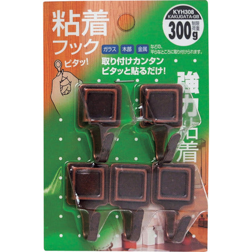 ＷＡＫＩ　粘着フック　ＫＹＨ３０８カクガタＧＢ　５個入り　KYH308　1 PK