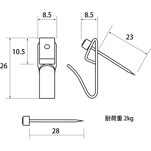 ＷＡＫＩ　新建材用フック　ＫＹＨ０２８ピンＬ　Ｗ　３個入り　KYH028　1 PK