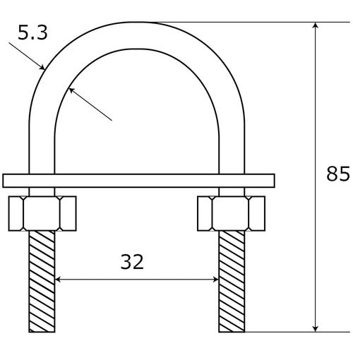 ＷＡＫＩ　足長Ｕ型ボルトセット　１５−８１８　Ｍ６Ｘ８０　15-818　1 個