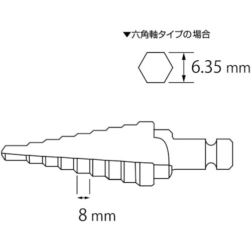 エビ　ステージドリル　Ｔｉｎコーティング　５段　軸径１０ｍｍ　４−１２　LB412AG　1 本