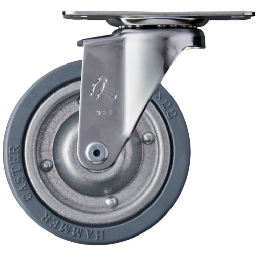 Hammer Plate Caster, Swivel, Rubber Wheel (Steel Wheel), 100mm, E Series, 420E-PR100, 1 pc