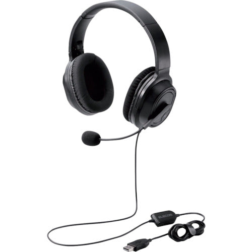 エレコム　オーバーヘッドタイプヘッドセット　両耳　ＵＳＢ　４０ｍｍドライバ　ブラック　HS-HP30UBK　1 個