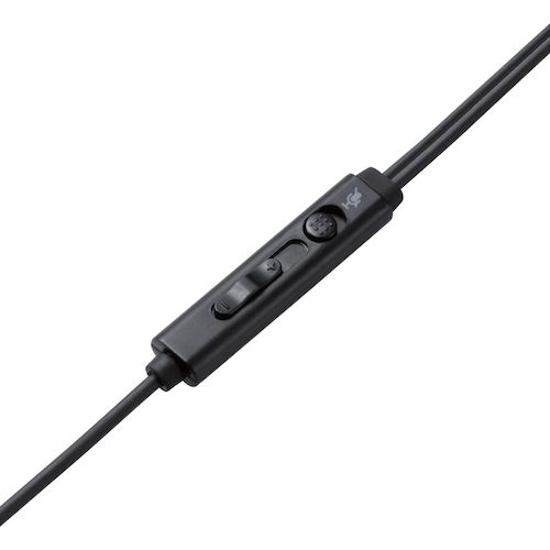 ELECOM In-ear Headset with Microphone Arm, Both Ears, USB, Black, HS-EP15UBK, 1 pc
