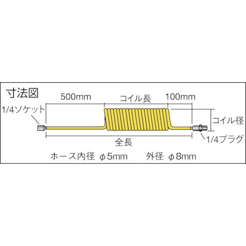 ＴＲＵＳＣＯ　スパイラルホース　カップリング付　使用範囲　２ｍ　SAH-803C　1 本