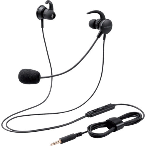 エレコム　マイクアーム付インナーイヤー型ヘッドセット　両耳　４極　変換ケーブル付　ブラック　HS-EP15TBK　1 個