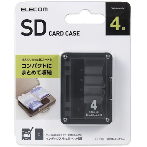 ELECOM SD card case, holds 4 cards, CMC-06NSD4, 1 unit