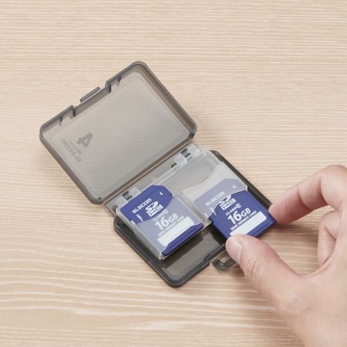 ELECOM SD card case, holds 4 cards, CMC-06NSD4, 1 unit