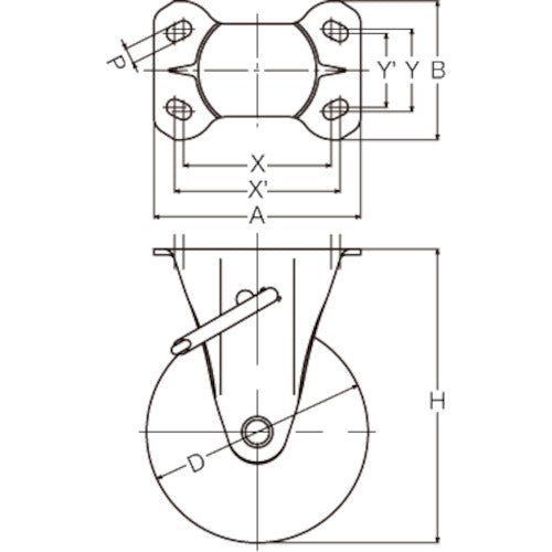 ハンマー　旋回式ウレタン車輪（ローラーベアリング）１００ｍｍ　ストッパー付　419S-URB100　1 個