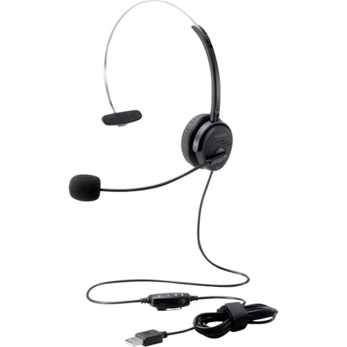 ELECOM Over-the-head type headset, single ear, USB, 30mm driver, black, HS-HP29UBK, 1 piece