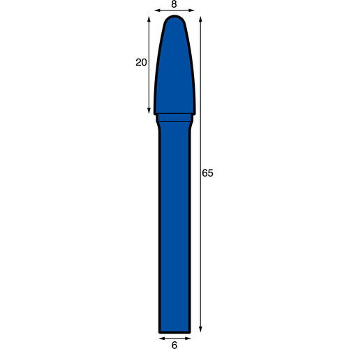 NRS Carbide Bur Tsukushi RV Cut ACC Coating Blade Diameter 8 x Blade Length 20 x Shaft Diameter 6 x Shaft Length 45 Brazed TCBT9500RV-ACC 1 pc