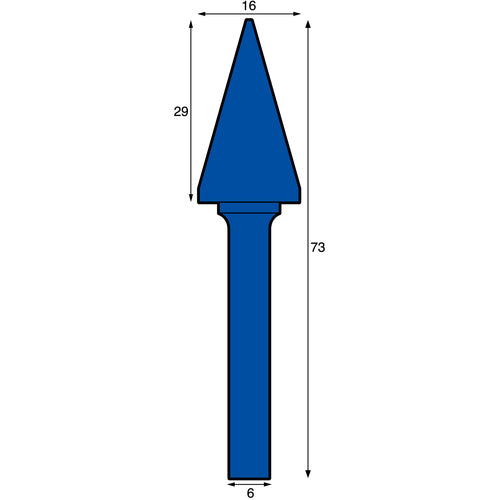 NRS Carbide Bur Conical RV Cut ACC Coating Blade Diameter 16 x Blade Length 29 x Shaft Diameter 6 x Shaft Length 44 Brazed TCBT2750-1-6RV-ACC 1 pc