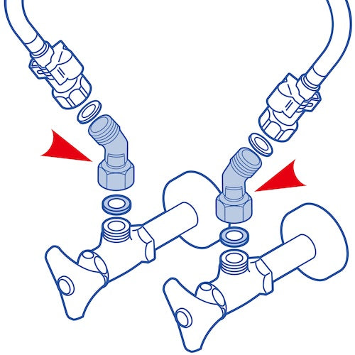 SANEI 편너트 부착 45°엘보 PT843-2S-13 1봉