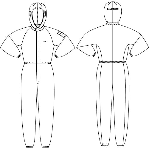 ミドリ安全　クリーンウェア　フード一体型超静電クリーンスーツ　Ｃ１５５０Ｗ　ホワイト　ＬＬ　C1550W-LL　1 着