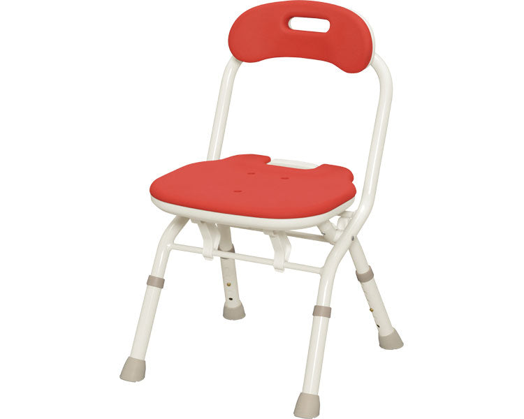 安寿　折りたたみシャワーベンチ　FC　背付タイプ / 536-059　レッド　1 台