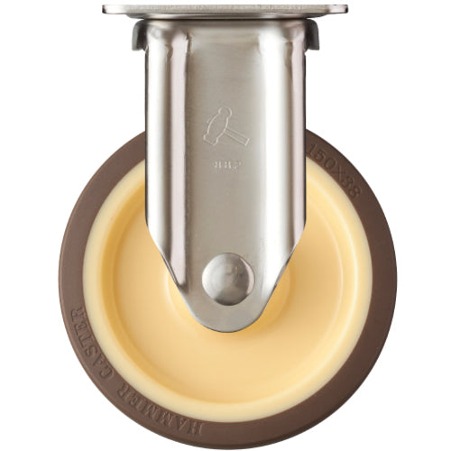 Hammer Stainless steel plate caster All stainless steel Plate type fixed urethane caster (with roller bearing) Wheel diameter 150mm 320SRP-UB150 1 piece