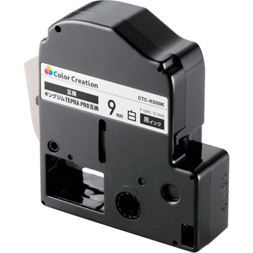ELECOM Tepra PRO compatible tape, white, black text, 8m, 9mm width, CTC-KSS9K, 1 piece