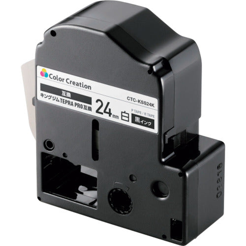ELECOM 테프라 PRO용 호환 테이프 흑백 문자 8m 24mm폭 CTC-KSS24K 1개