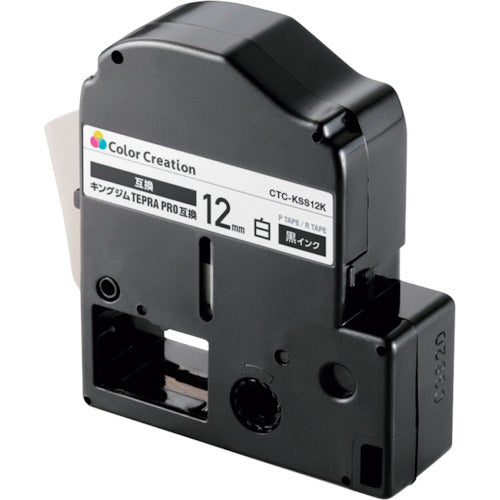 ELECOM Tepra PRO compatible tape, white, black text, 8m, 12mm width, CTC-KSS12K, 1 unit
