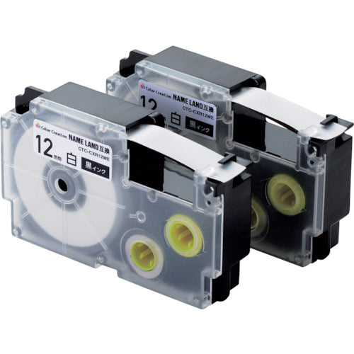 ELECOM Nameland compatible tape, white, black characters, 8m, 12mm width, 2-pack, CTC-CXR12WE-2P, 1 unit