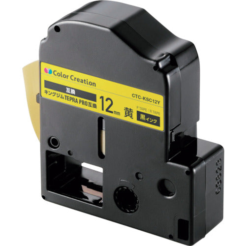 ELECOM Tepra PRO compatible tape, pastel yellow, black text, 8m, 12mm width, CTC-KSC12Y, 1 piece