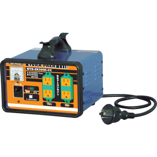 NICHIDO Transformer, Step-down Cassette Outlet Trapack with Earth Check Function, 3KVA, Overload and Leakage Protection Breaker, NTB-EK300D-CC, 1 Unit