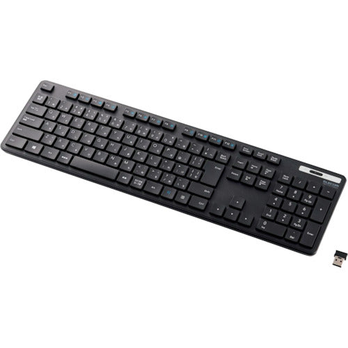 ELECOM Wireless Keyboard, Thin, Membrane Type, Antibacterial, Full Size, Black, TK-FDM110TKBK, 1 Unit