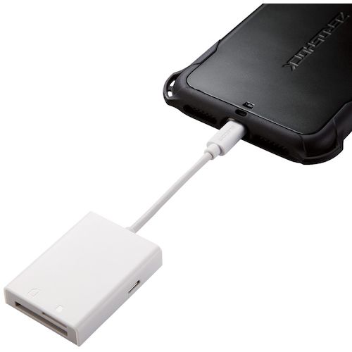 ELECOM Lightning 카드 리더 SD+microSD 대응 Type-C 변환 어댑터 케이블 7cm MR-LC201WH 1개