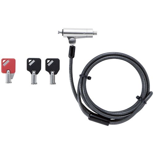 エレコム　セキュリティワイヤー　マルチスロット対応　シリンダー錠　アジャストツール付き　ESL-704　1 個
