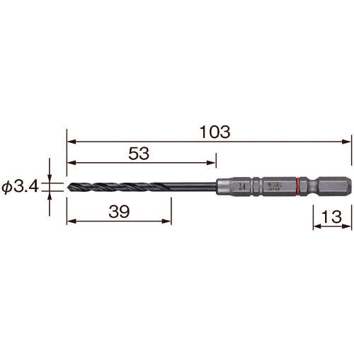 VESSEL Cushion Drill (for Metalworking) AMD 3.4mm AMD-3.4 1 piece