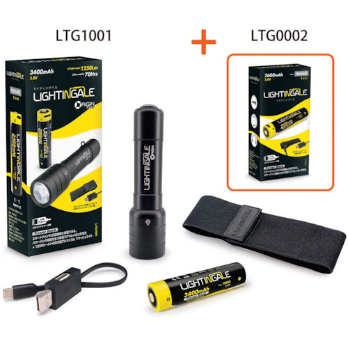 라이틴 게일 방재 안심 세트：스마트 폰에도 급전할 수 있는 충전지 부속 1250 루멘 LED 라이트＋스페어 충전지 세트 LTG1001-26SET 1 S