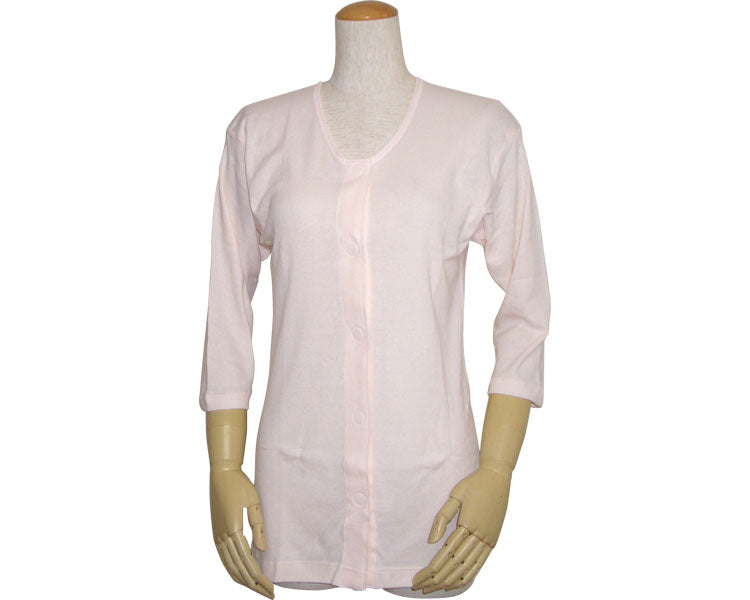 婦人前開きワンタッチテープ式七分袖シャツ / 43262　M　ピーチ　1 枚