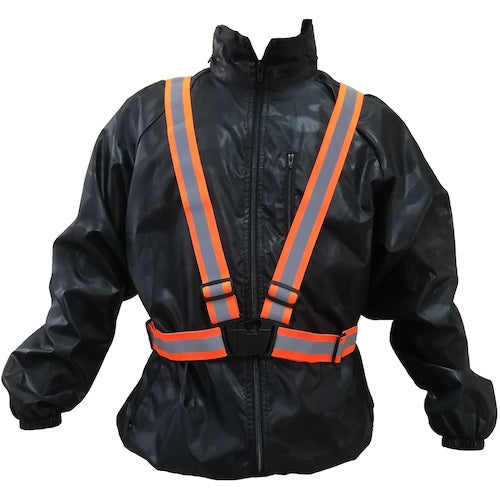 富士手袋　伸縮安全テープベスト　蛍光オレンジ　8270-OR　1 着