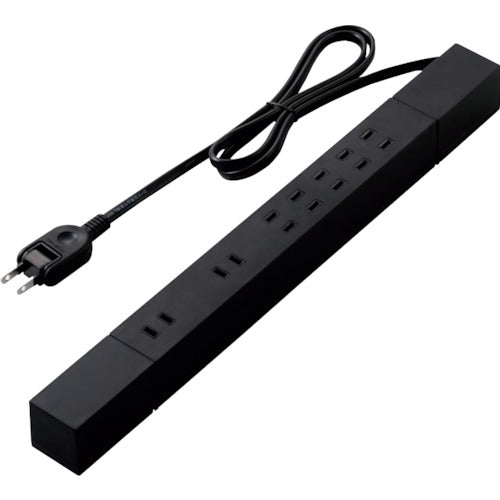 ELECOM Double Rotating Tap with Magnet, Lightning Surge Protection, Dust Shutter, 7 Outlets, 1.0m, Black, T-KF02-2710BK, 1 pc