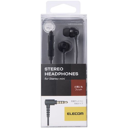 ELECOM 스테레오 이어폰 캐널형 직경 3.5mm 마이크 부착 Fast Music 10.0mm 드라이버 블랙 EHP-F12CMBK 1개