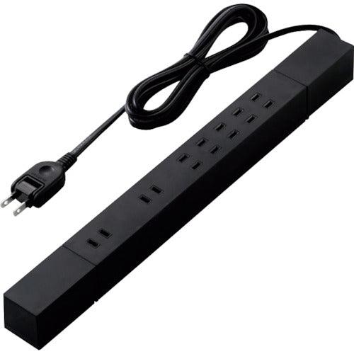 ELECOM Double Rotating Tap with Magnet, Lightning Surge Protection, Dust Shutter, 7 Outlets, 2.0m, Black, T-KF02-2720BK, 1 pc