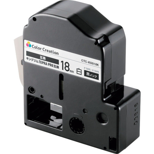 ELECOM Tepra PRO compatible tape, white, black text, 8m, 18mm width, CTC-KSS18K, 1 piece