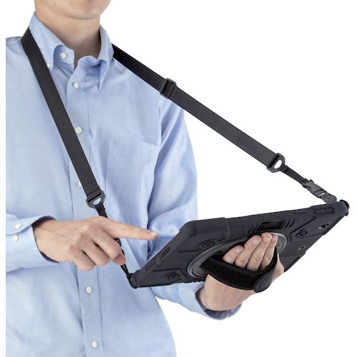 ELECOM iPad 10.2 2019용 풀 프로텍트 케이스 숄더 벨트 부착 스탠드 부착 블랙 TB-A19RHVHBK 1개