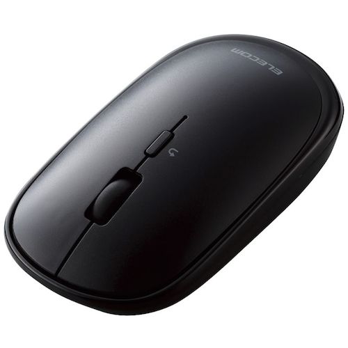 ELECOM Blue LED Mouse, Thin, Bluetooth Compatible, 4 Buttons, Pouch Included, Black, M-TM10BBBK, 1 pc
