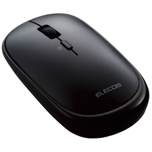 ELECOM Blue LED Mouse, Thin, Bluetooth Compatible, 4 Buttons, Pouch Included, Black, M-TM10BBBK, 1 pc