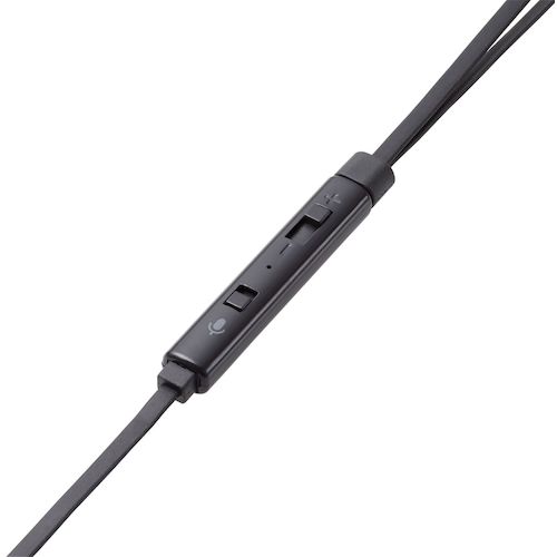 エレコム　インナーイヤー型ヘッドセット　セミオープン　ミュートスイッチ付　両耳　４極３．５ｍｍ　ブラック　HS-EP19TBK　1 個