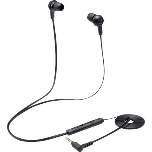 エレコム　インナーイヤー型ヘッドセット　カナル　ミュートスイッチ付　両耳　４極３．５ｍｍ　ブラック　HS-EP17TBK　1 個