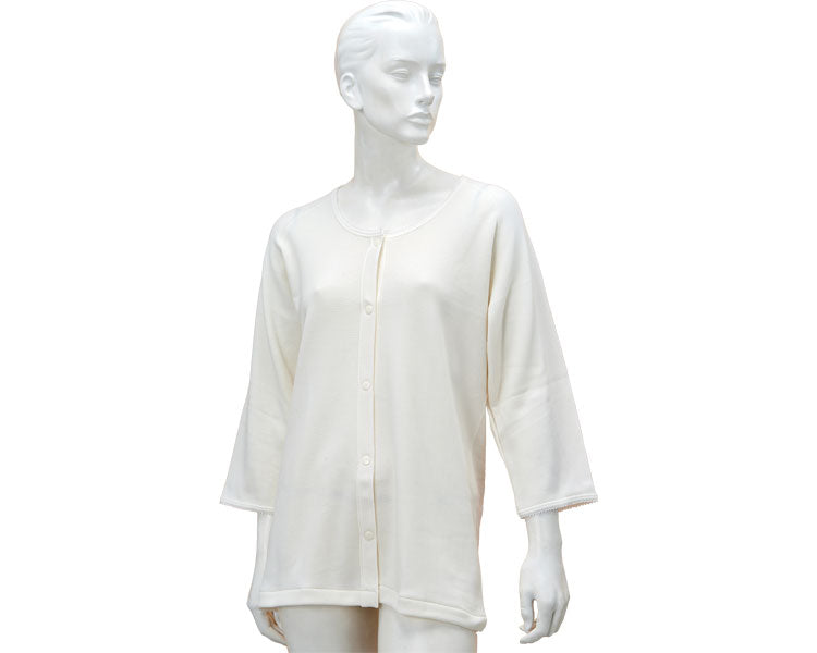 厚手　婦人　のびのびワンタッチ肌着7分袖（ホック付）　秋冬用 / BM6F　オフホワイト　M-L　1 枚