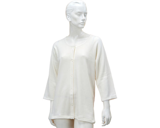 厚手　婦人　のびのびワンタッチ肌着7分袖（ホック付）　秋冬用 / BM6F　オフホワイト　L-LL　1 枚